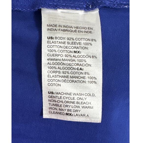 Chico's Royal Blue Embroidered Flutter Sleeve Blouse Size 0 (4-S) - Picture 4 of 6